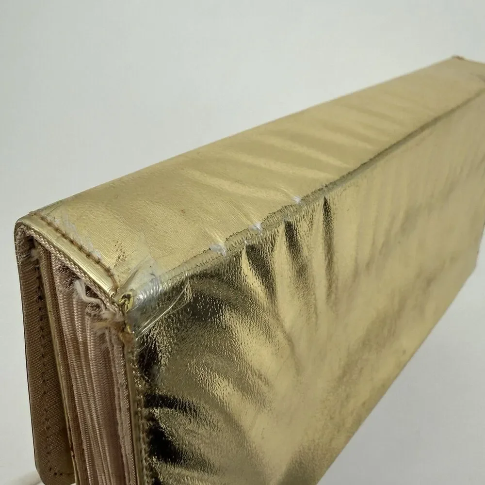 Vintage Gold 50s Clutch Bag Flower Accordion Formal Evening